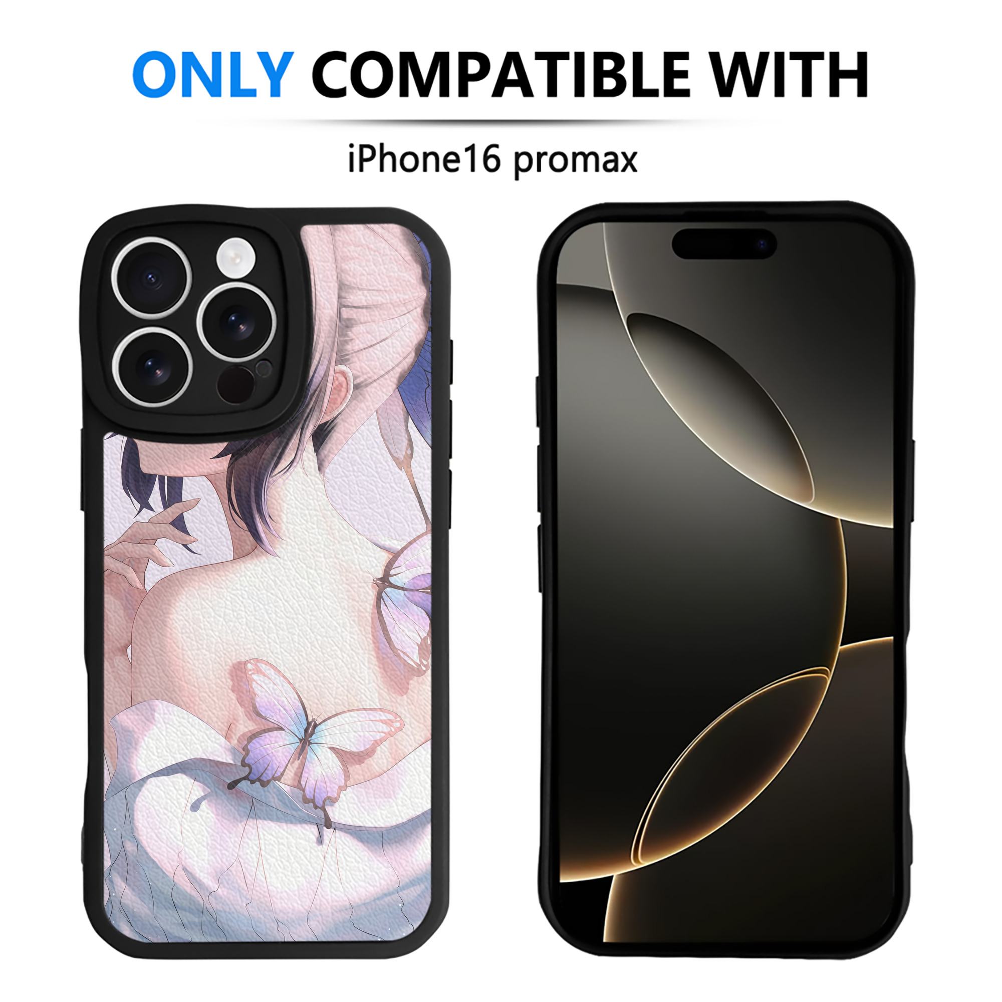 （画像用） 鬼滅の刃（きめつのやいば）蟲柱-胡蝶 しのぶ／こちょう しのぶ Kochou Shinobu 【iPhone 16シリーズ対応】シリコンスマホケース（レザー調） 材質：シリコン